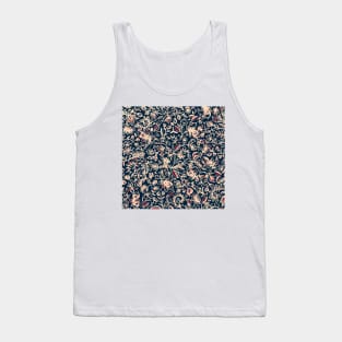 Navy Garden - floral doodle pattern in cream, dark red & blue Tank Top